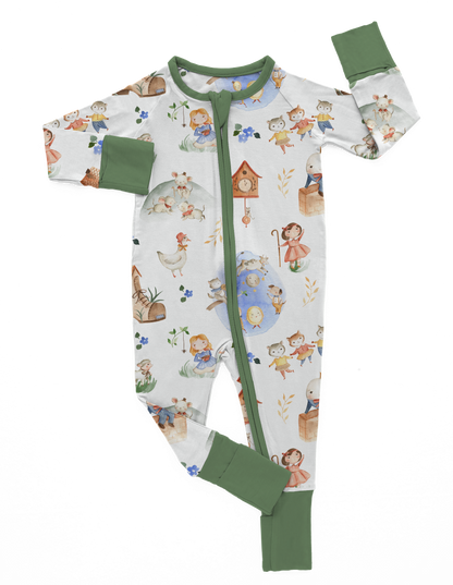 NURSERY RHYMES BAMBOO CONVERTIBLE ZIP ROMPER